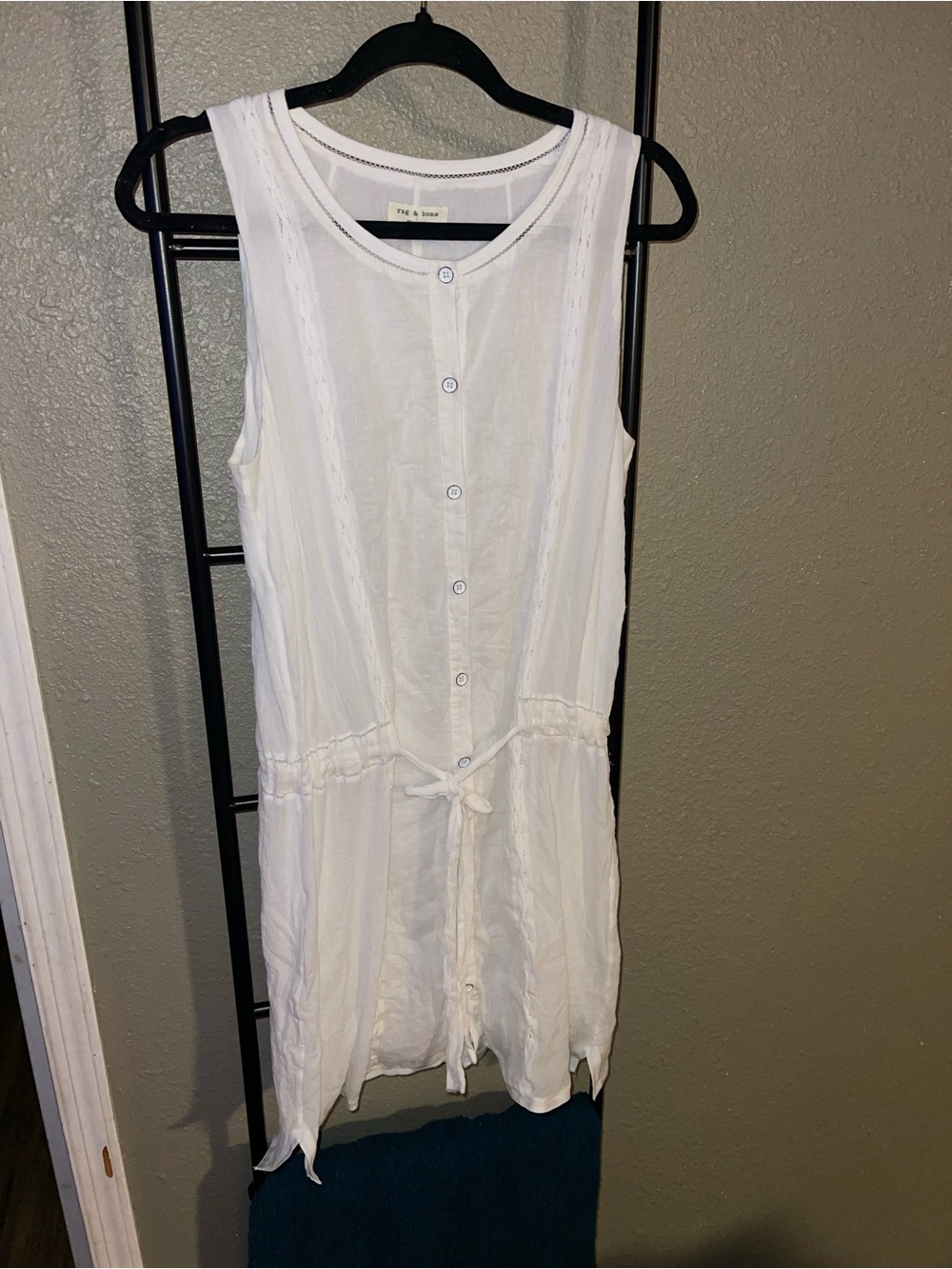 rag & bone White Button-Front 100% cotton Dress